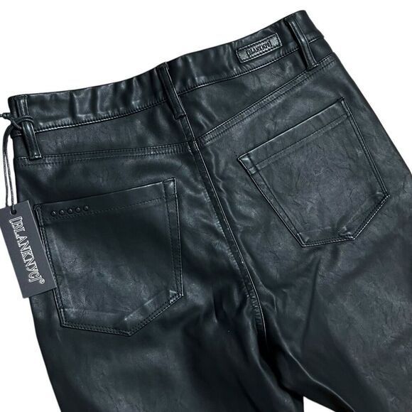 Blank NYC Pants 28 Black Faux‎ Leather High Rise Skinny Button Fly Great Jones - Picture 13 of 15